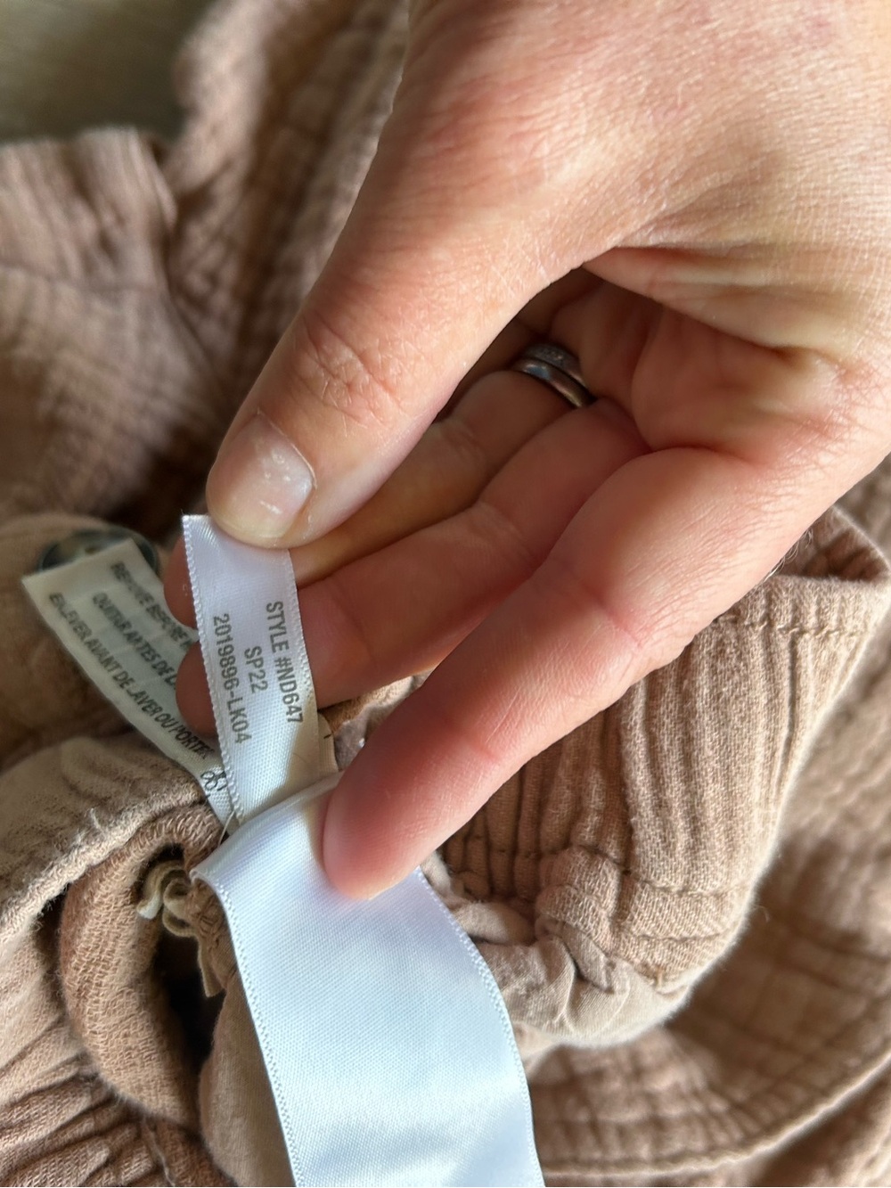 ▶️ Madewell Linen Blend Gauze Henley Crop Pants XXS Taupe Pull On Minimalist - Picture 5 of 10